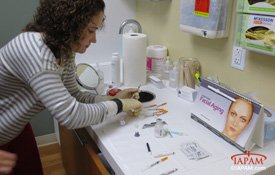 Preparing Botox in a doctor's office