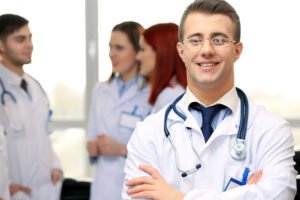 Male physician with stethoscope