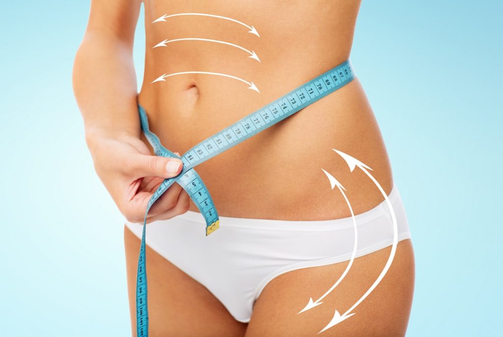 midsection of woman with measuring tape