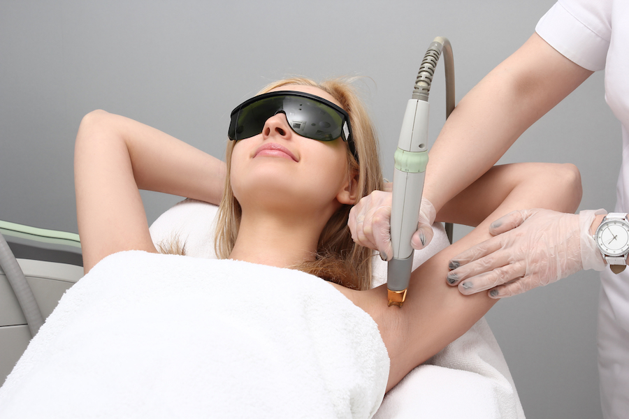 laser hair removal on female patient