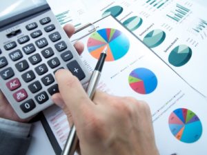 Calculator and business charts