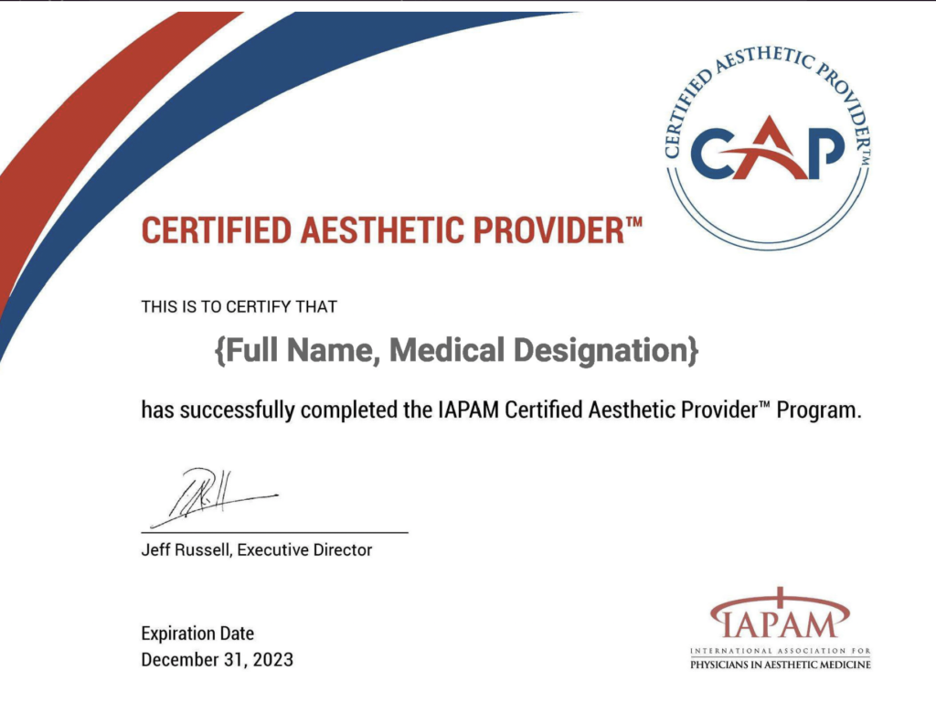 Certified Aesthetic Provider Program IAPAM