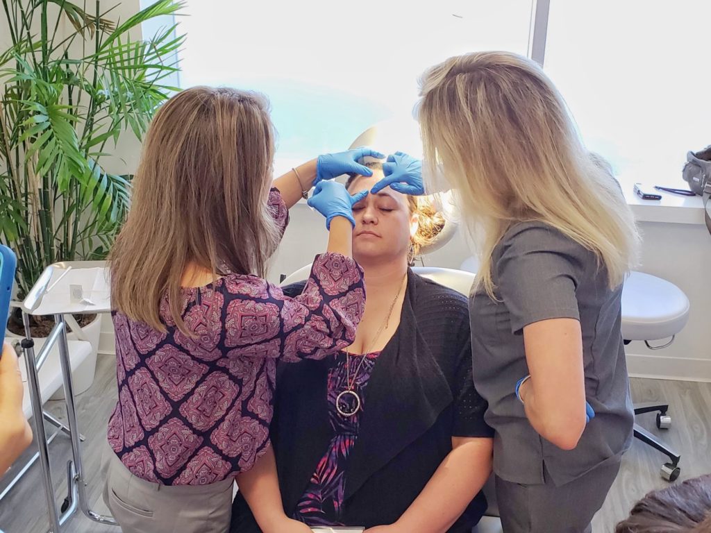 Botox training in a clean dermatology clinic