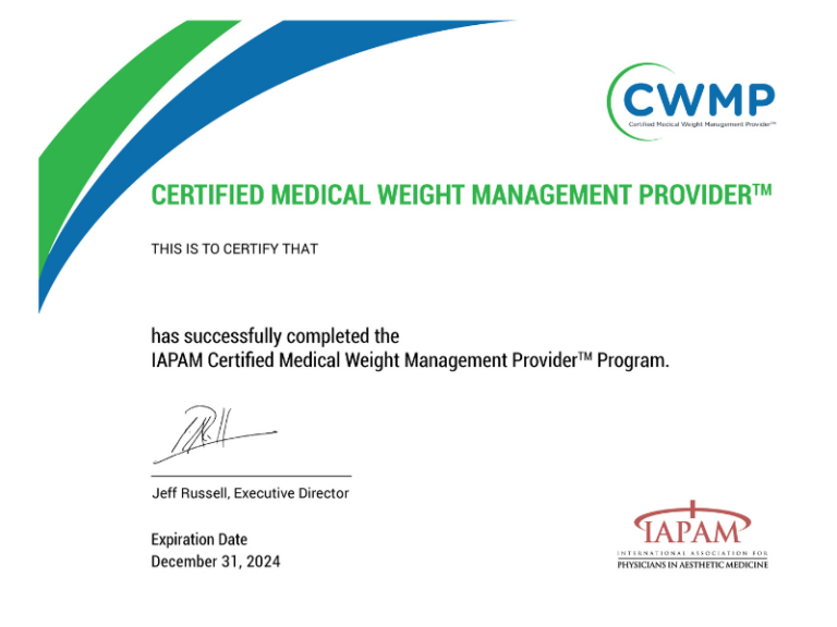 Certified Medical Weight Management Provider™ (CWMP) certificate