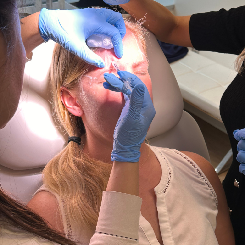 Woman getting botox injections