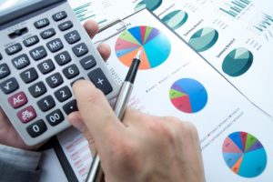 Calculator and business charts